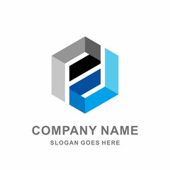 Monogram Letter F Geometric 3D Square Cube Architecture Construction Business Company Stock Vector Logo Design Template