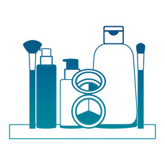 cosmetic makeup products fashion set vector illustration neon color