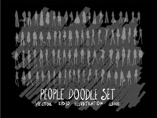 Hand drawn Sketch doodle vector line Human element icon set on Chalkboard eps10