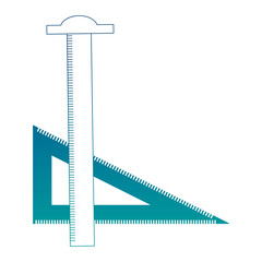 ruler tsquare and triangle drafting art supplies vector illustration neon color