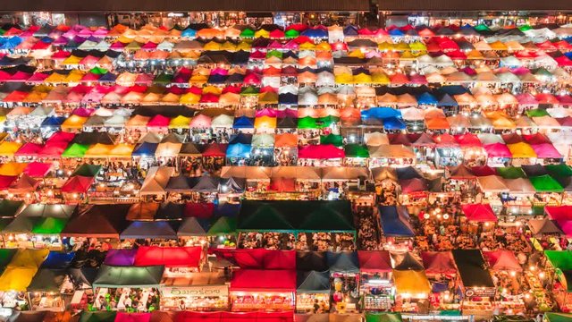Night market in Bangkok, Thailand. 