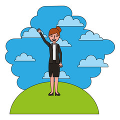 elegant businesswoman in landscape avatar character vector illustration design