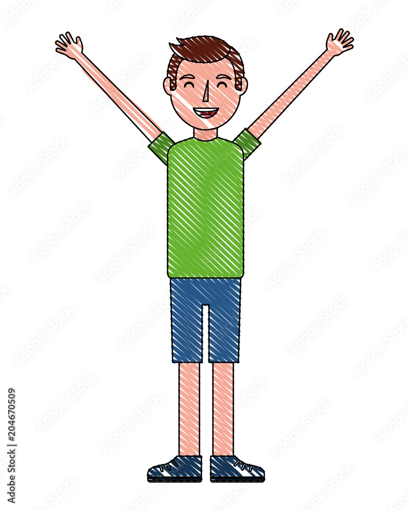 Poster young boy celebratring avatar vector illustration design