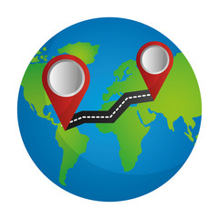 world map route travel finding gps navigation vector illustration 