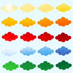 Foto op Canvas Set multicolor polygonal clouds icon. Abstract vector graphic illustration composed of triangles. © cvaradinac