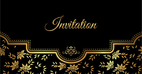 Invitation card design - luxury black and gold style