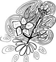 An illustration of a psychedelic flower. The good idea for decoration of anything