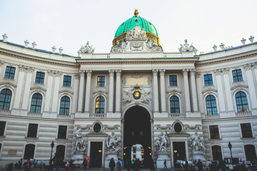 Fototapeta premium View of Hofburg imperial palace facade exterior with Heldenplatz, Vienna Old Town Historic Center, Austria