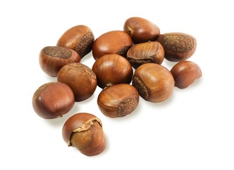 Delicious Roasted Chestnuts on White Background