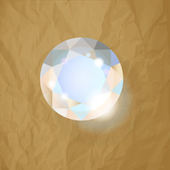 Diamond on a crumpled paper brown background.