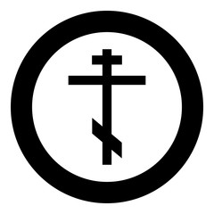 Fototapeta premium Cross eight-pointed of Greek-Catholic Orthodox icon black color vector illustration simple image