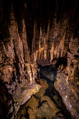 Millions Years Old mineral formation on a cave ceiling known as Stalactites