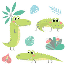Collection with crocodiles and plants