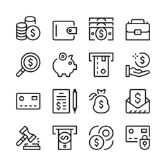 Money line icons set. Modern graphic design concepts, simple outline elements collection. Vector line icons
