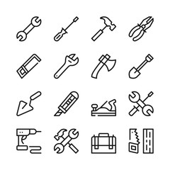 Tools line icons set. Modern graphic design concepts, simple outline elements collection. Vector line icons