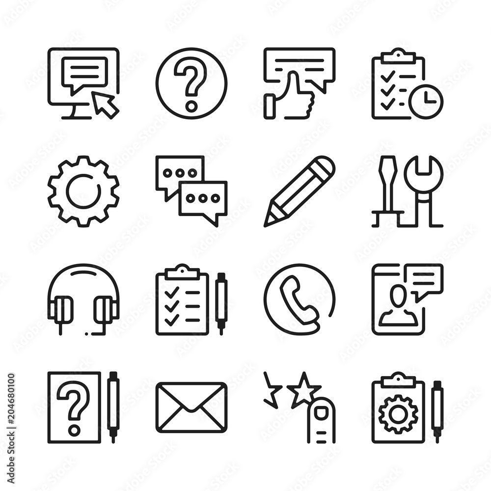 Fototapete Customer service line icons set. Modern graphic design concepts, simple outline elements collection. Vector line icons
