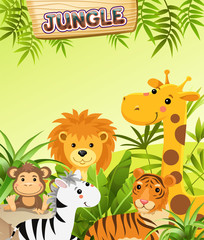 Animals in the jungle. Vector illustration.