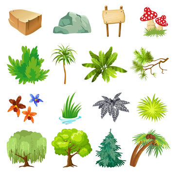 Elements for a computer game. Isolated vector illustration.