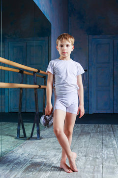 Boy Ballet Dancer Posing At  Dance Class