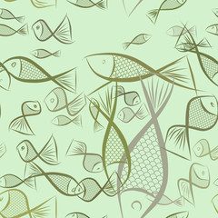 Seamless abstract fish illustrations background. Pattern, underwater, concept & texture.