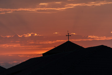 Rooftops in the sunset