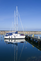 Laesoe / Denmark: Sailboats in Oesterby Havn’s popular marina in the northwest of the Kattegat island