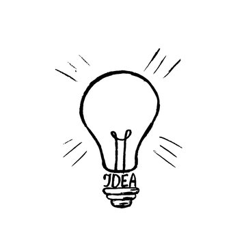 Hand drawn light bulb vector icon