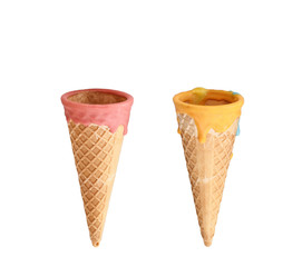 Glazed ice cream cones isolated on a white background