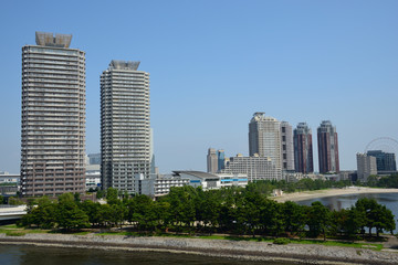 Fototapeta na wymiar A view over Odaiba artificial island skyline in Tokyo, Japan