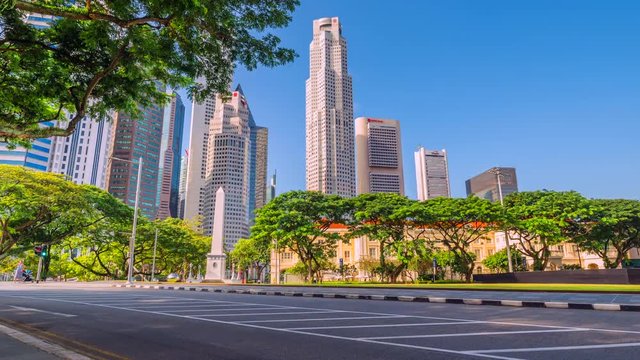 4K Timelapse of People and Car front of Victoria Theatre in Singapore