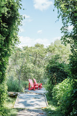 Summer vacation in a park trail