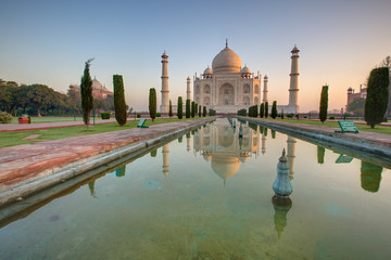 Fototapeta na wymiar Taj Mahal at the sunrise, Arga, India