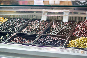 Olives on a shop window