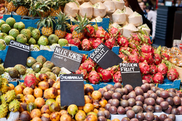 Fruit on the counter of a street