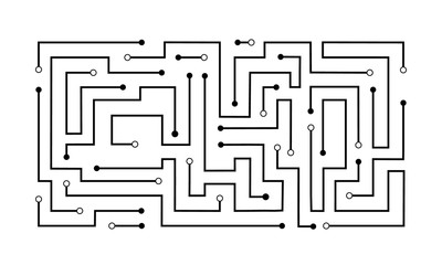 Black circuit line abstract geometric pattern technology electricity  vector  design.