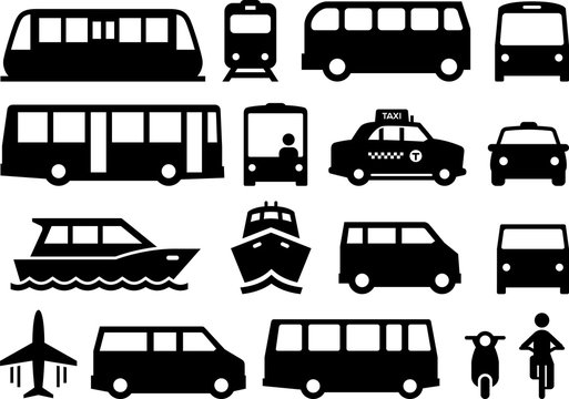 Public Transportation Icons - Black Series