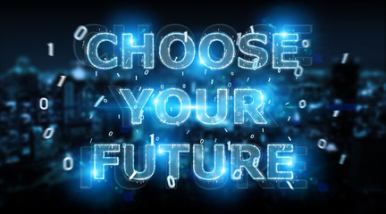 Future decision text interface 3D rendering