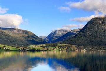 Fototapeta na wymiar Lake Jolstravatn view in summer, Norway