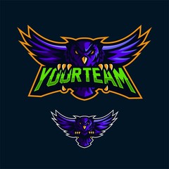 bird owl esport gaming mascot logo template