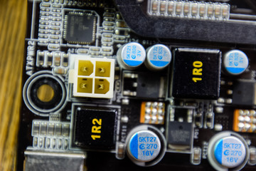 Electronic board with electrical components. Electronics of computer equipment.