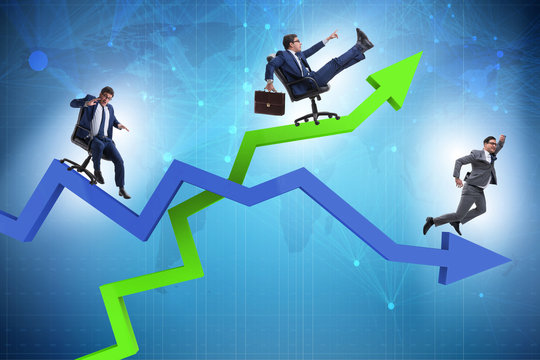 Growth and decline concept with businessmen