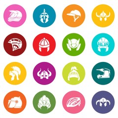 Helmet icons set colorful circles vector