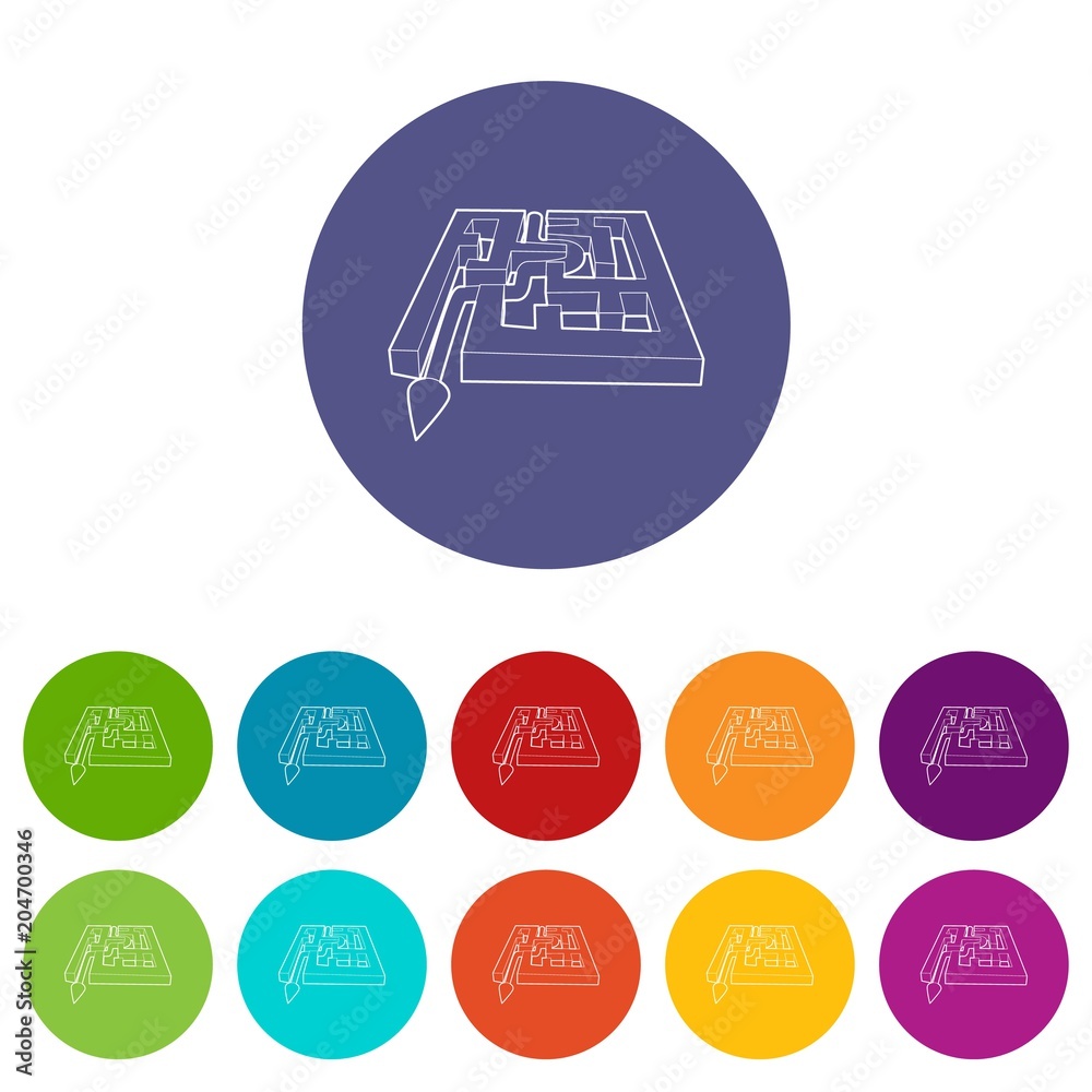 Poster path with arrow across labyrinth icon