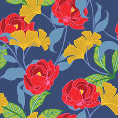 Abstract elegance pattern with floral background.