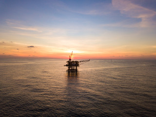 Offshore Production Platform in Evening Time