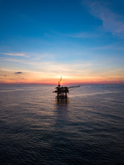 Offshore Production Platform in Evening Time