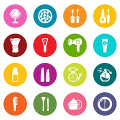 Cosmetics icons set colorful circles vector