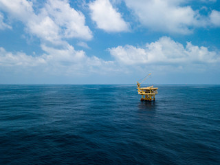 Aerial View of Offshore Production Platform in the Middle of Ocean for Oil and Gas Production