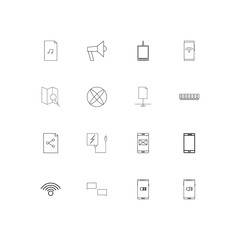Devices linear thin icons set. Outlined simple vector icons