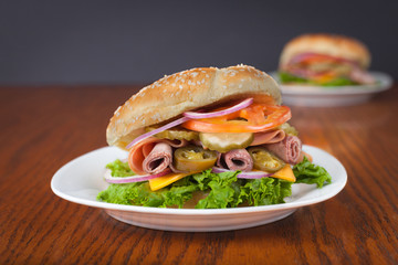 roast beef  ham sandwich 